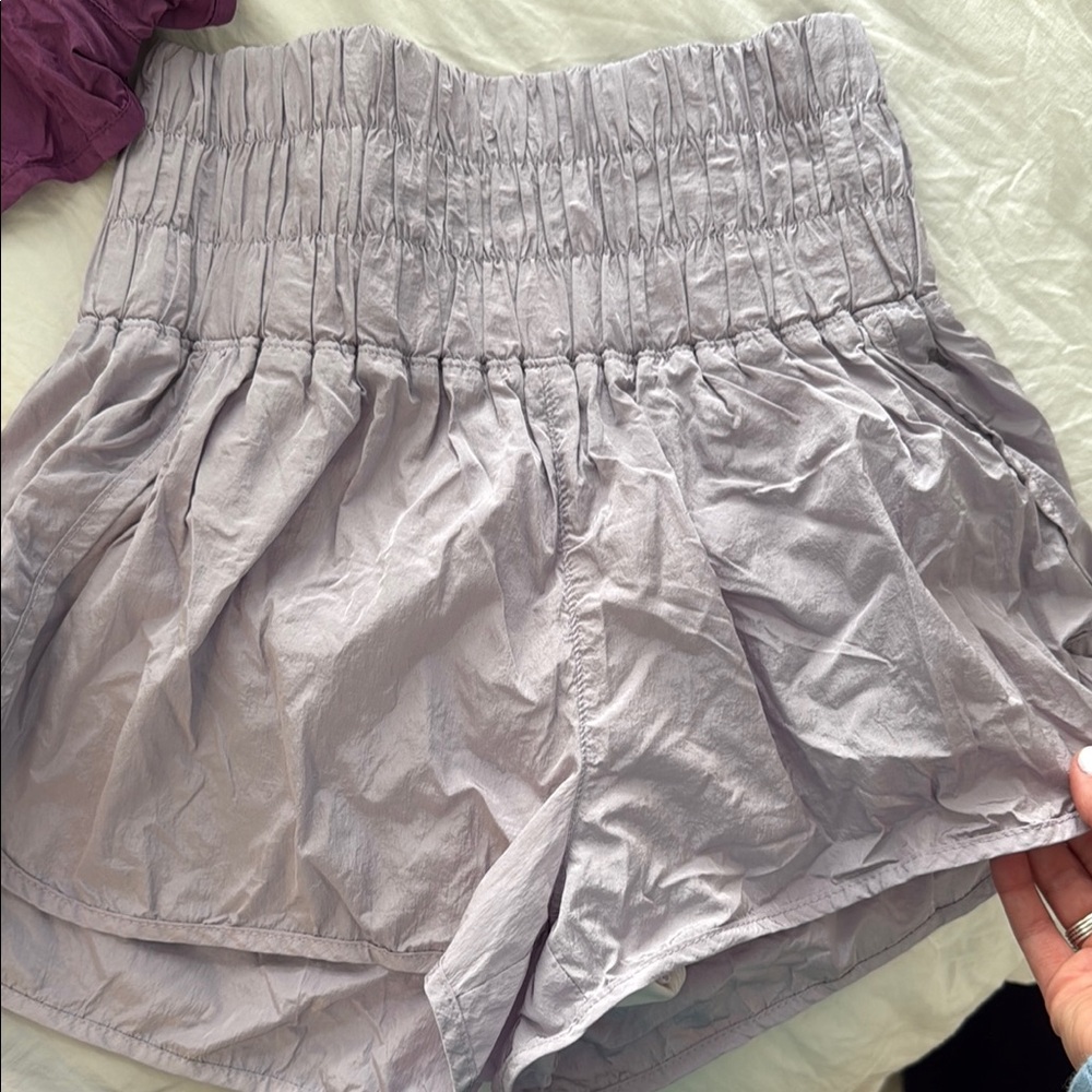 FP movement High Waist lilac Silky Shorts with Elastic Waistband